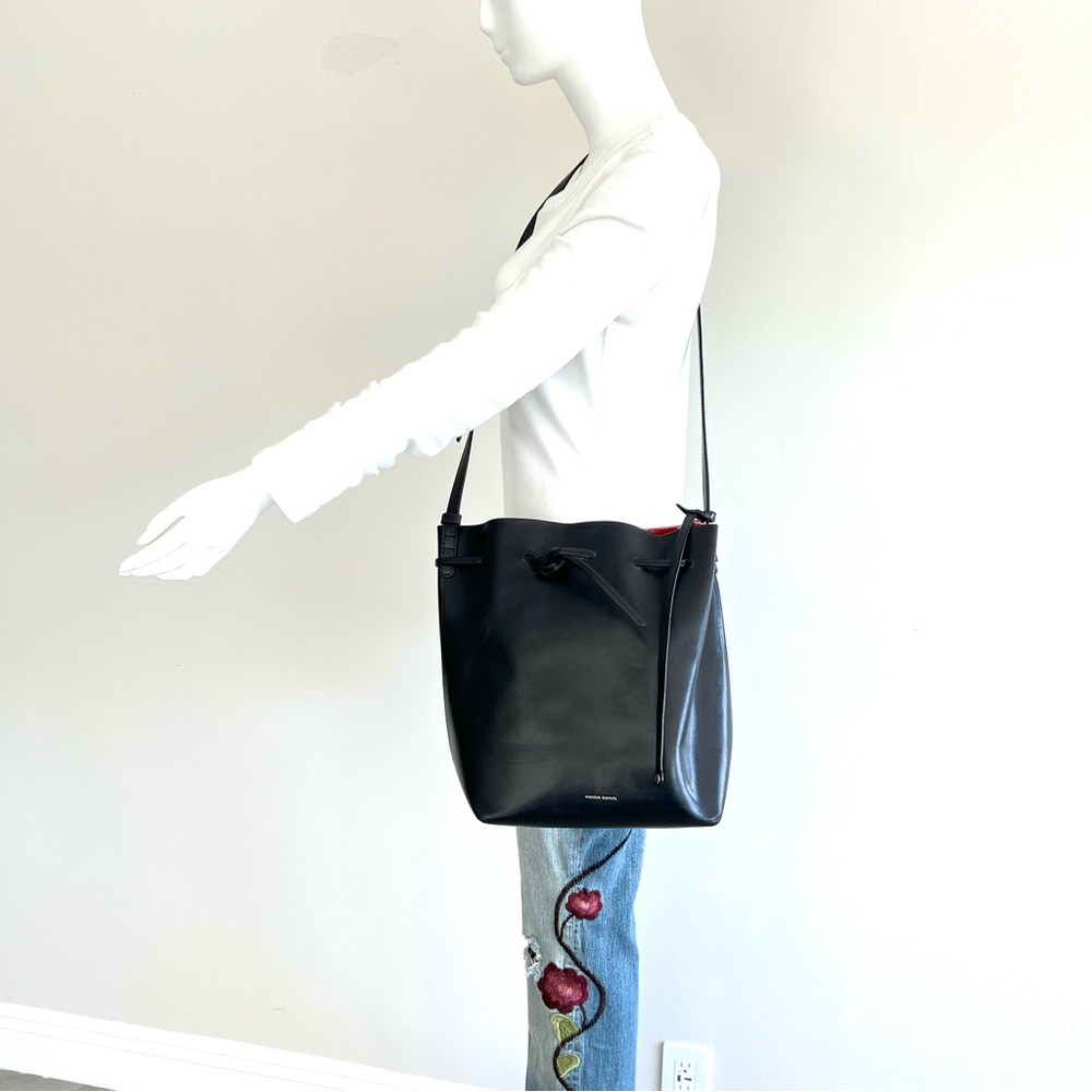 ♦️SOLD♦️MANSUR GAVRIEL Fllamma Black Structured Leather Shoulder Bag Tote Bucket - Picture 9 of 16